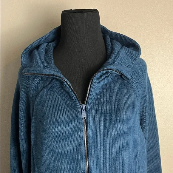 Women's Navy Zip-Up Sweater - Picture 2 of 6